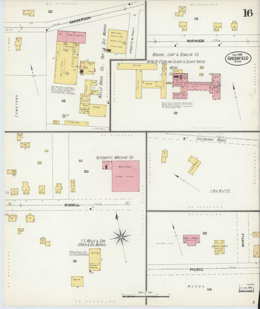 Sanborn Fire Insurance Map from Greenfield, Franklin County, Massachusetts (1902), Sheet #0015 - Historic Sanborn Fire Insurance Map Print, vintage old map wall art, antique decor, genealogy gift, Massachusetts Massachusetts map