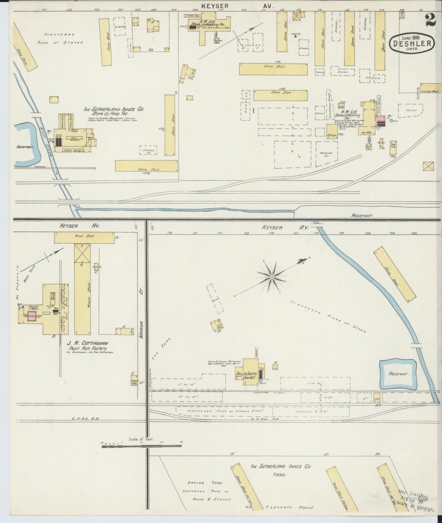 Sanborn Fire Insurance Map from Deshler, Henry County, Ohio (1895), Sheet #0002 - Complete Map Set gallery image, historic Sanborn map, vintage wall art, Ohio Ohio