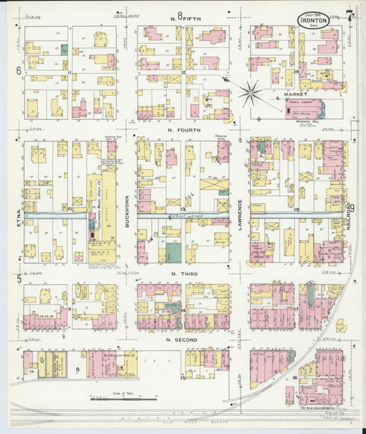 Sanborn Fire Insurance Map from Ironton, Lawrence County, Ohio (1909), Sheet #0007 - Historic Sanborn Fire Insurance Map Print, vintage old map wall art, antique decor, genealogy gift, Ohio Ohio map