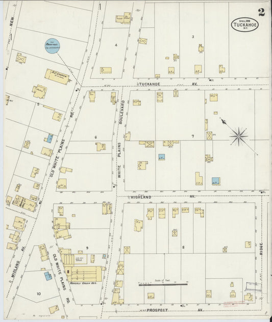 Sanborn Fire Insurance Map from Tuckahoe, Westchester County, New York (1898), Sheet #0002 - Historic Sanborn Fire Insurance Map Print, vintage old map wall art, antique decor, genealogy gift, New York New York map