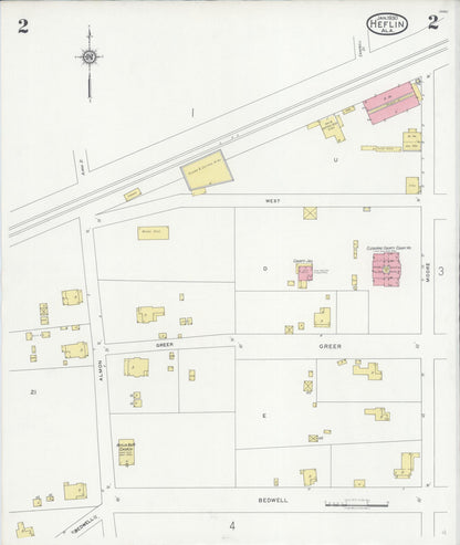 Sanborn Fire Insurance Map from Heflin, Cleburne County, Alabama (1930), Sheet #0002 - Complete Map Set gallery image, historic Sanborn map, vintage wall art, Alabama Alabama