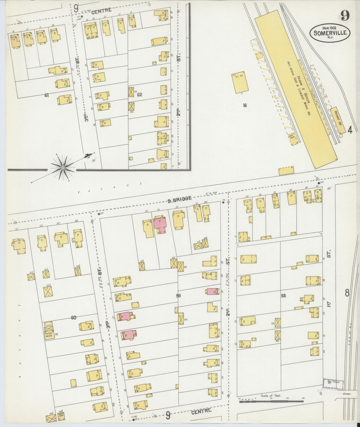 Sanborn Fire Insurance Map from Somerville, Somerset County, New Jersey (1902), Sheet #0009 - Complete Map Set gallery image, historic Sanborn map, vintage wall art, New Jersey New Jersey