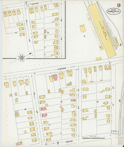 Sanborn Fire Insurance Map from Somerville, Somerset County, New Jersey (1902), Sheet #0009 - Complete Map Set gallery image, historic Sanborn map, vintage wall art, New Jersey New Jersey
