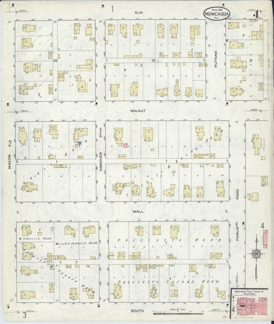 Sanborn Fire Insurance Map from Moweaqua, Shelby County, Illinois (1914), Sheet #0004 - Historic Sanborn Fire Insurance Map Print, vintage old map wall art, antique decor, genealogy gift, Illinois Illinois map