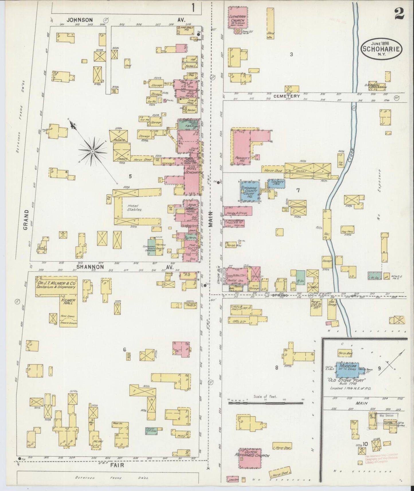 Sanborn Fire Insurance Map from Schoharie, Schoharie County, New York (1898), Sheet #0002 - Historic Sanborn Fire Insurance Map Print, vintage old map wall art, antique decor, genealogy gift, New York New York map
