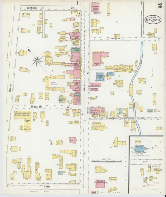 Sanborn Fire Insurance Map from Schoharie, Schoharie County, New York (1898), Sheet #0002 - Historic Sanborn Fire Insurance Map Print, vintage old map wall art, antique decor, genealogy gift, New York New York map