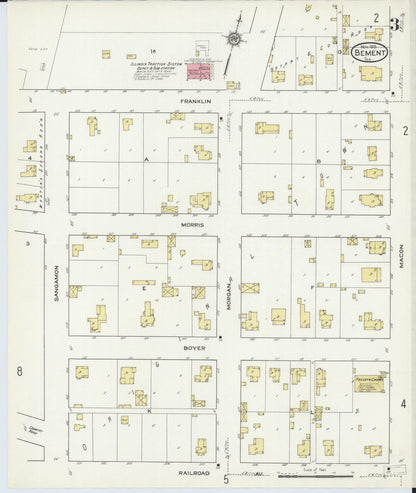 Sanborn Fire Insurance Map from Bement, Piatt County, Illinois (1915), Sheet #0003 - Complete Map Set gallery image, historic Sanborn map, vintage wall art, Illinois Illinois