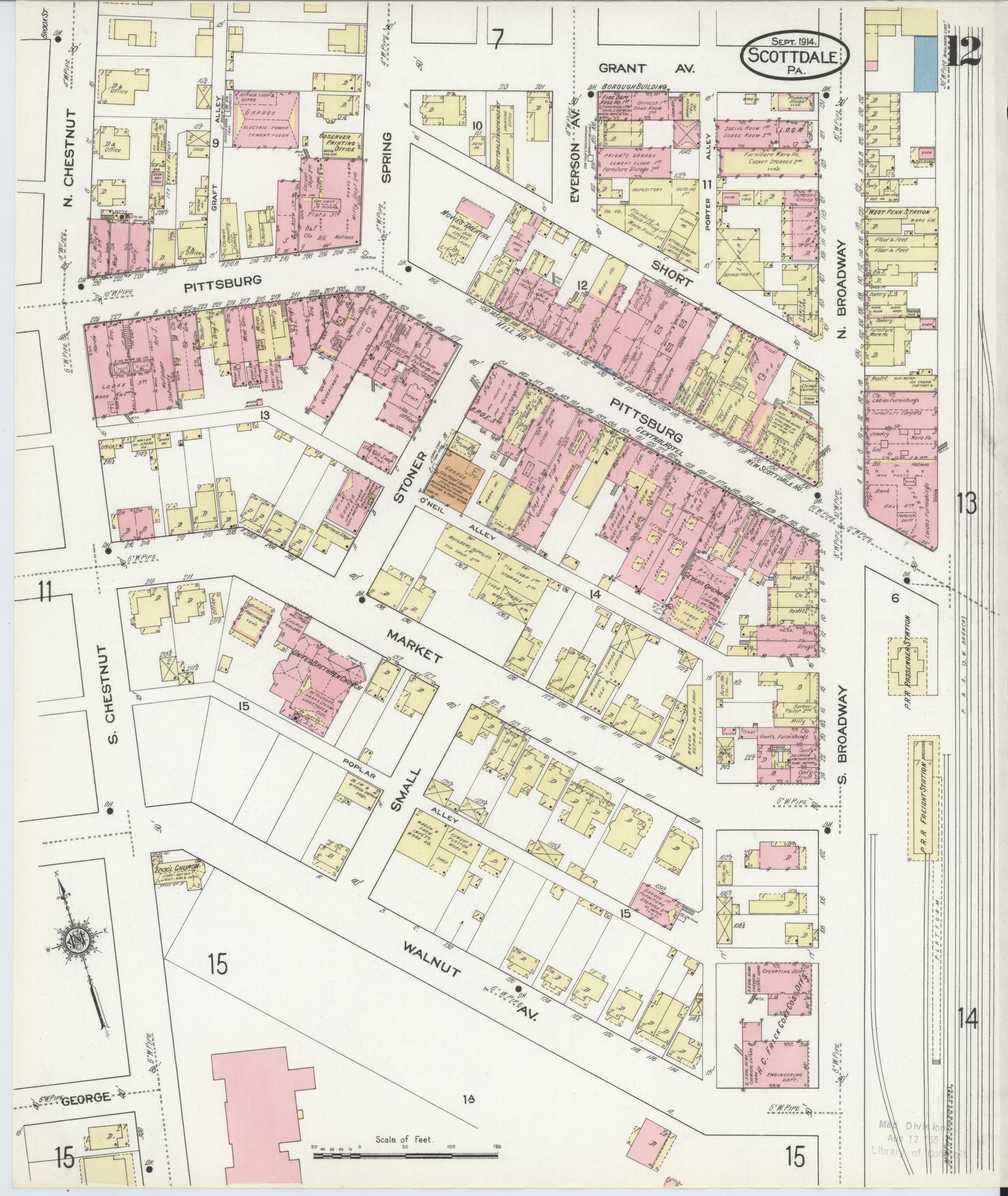Sanborn Fire Insurance Map from Scottdale, Westmoreland County, Pennsylvania (1914), Sheet #0012 - Complete Map Set gallery image, historic Sanborn map, vintage wall art, Pennsylvania Pennsylvania