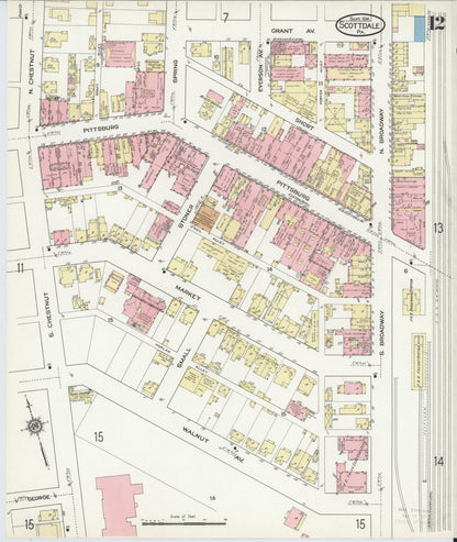 Sanborn Fire Insurance Map from Scottdale, Westmoreland County, Pennsylvania (1914), Sheet #0012 - Complete Map Set gallery image, historic Sanborn map, vintage wall art, Pennsylvania Pennsylvania