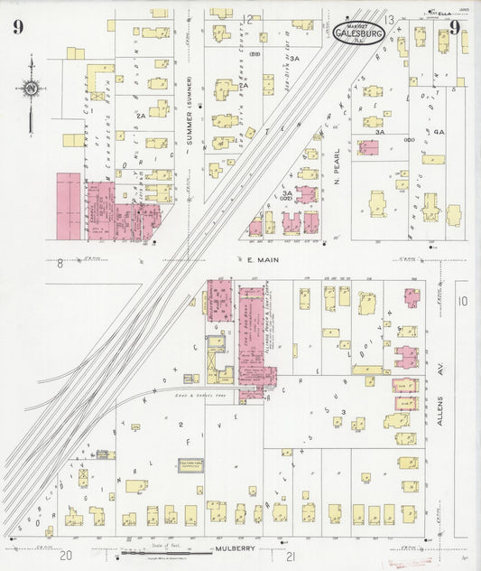 Sanborn Fire Insurance Map from Galesburg, Knox County, Illinois (1927), Sheet #0009 - Historic Sanborn Fire Insurance Map Print, vintage old map wall art, antique decor, genealogy gift, Illinois Illinois map