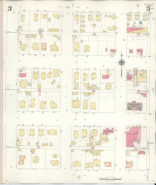 Sanborn Fire Insurance Map from Bay City, Matagorda County, Texas (1947), Sheet #0003 - Historic Sanborn Fire Insurance Map Print, vintage old map wall art, antique decor, genealogy gift, Texas Texas map