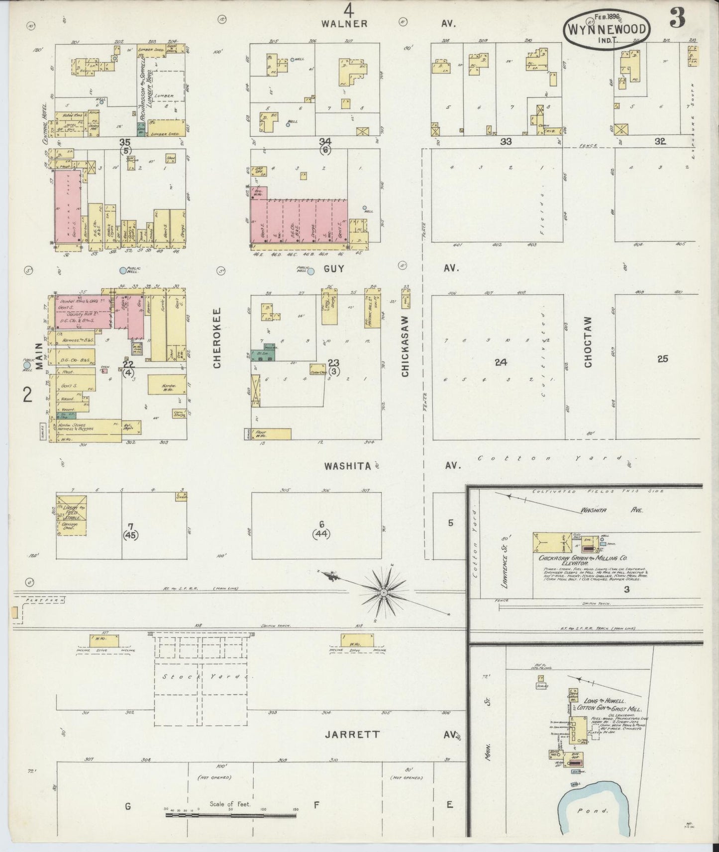 Sanborn Fire Insurance Map from Wynnewood, Garvin County, Oklahoma (1896), Sheet #0003 - Complete Map Set gallery image, historic Sanborn map, vintage wall art, Oklahoma Oklahoma