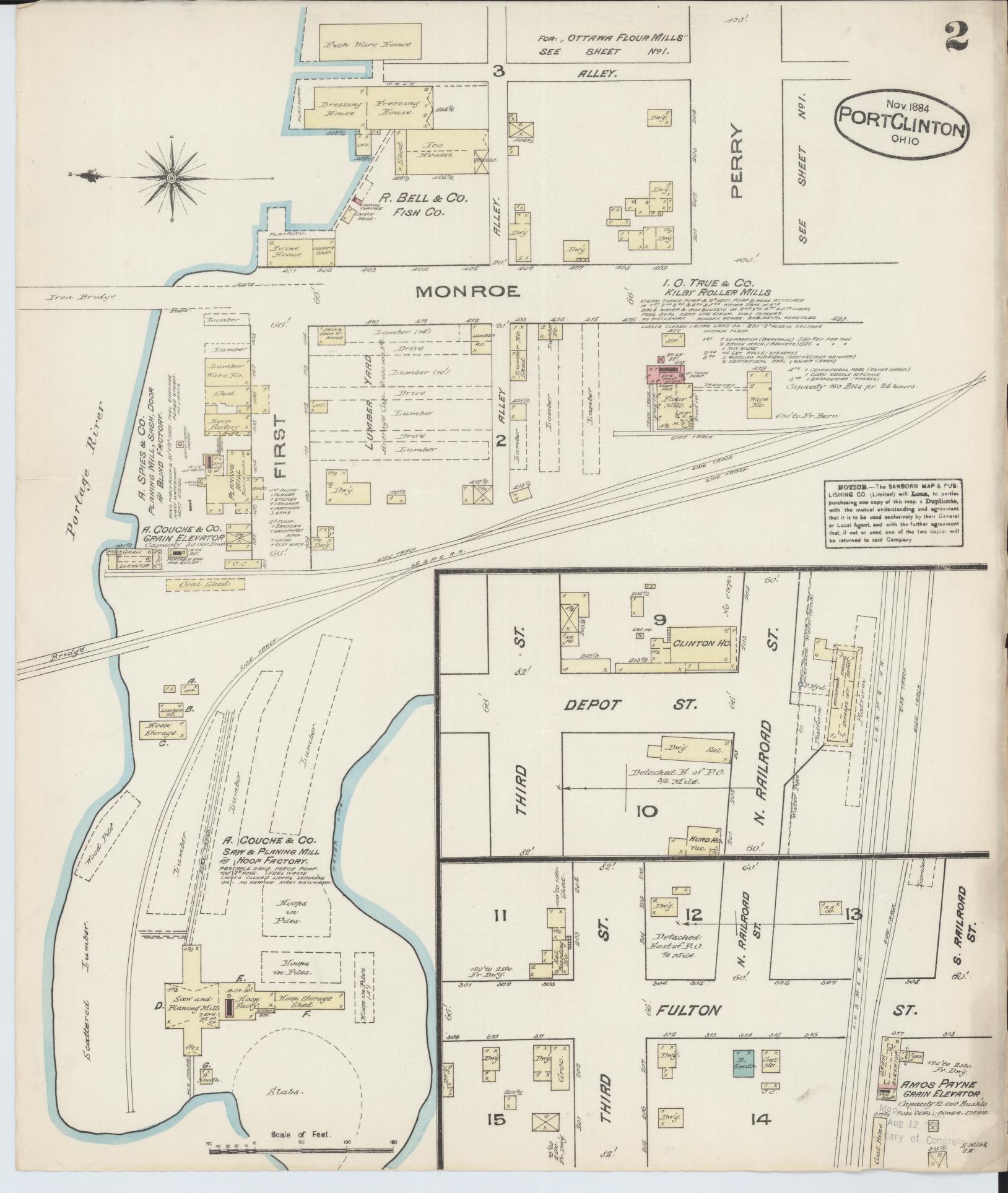 Sanborn Fire Insurance Map from Port Clinton, Ottawa County, Ohio (1884), Sheet #0002 - Complete Map Set gallery image, historic Sanborn map, vintage wall art, Ohio Ohio