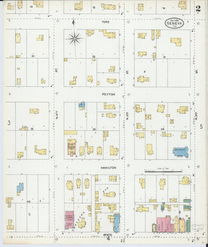 Sanborn Fire Insurance Map from Geneva, Kane County, Illinois (1905), Sheet #0002 - Complete Map Set gallery image, historic Sanborn map, vintage wall art, Illinois Illinois