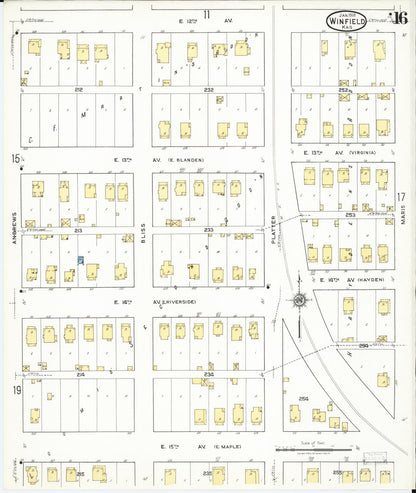 Sanborn Fire Insurance Map from Winfield, Cowley County, Kansas (1918), Sheet #0016 - Complete Map Set gallery image, historic Sanborn map, vintage wall art, Kansas Kansas