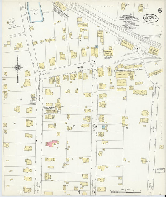 Sanborn Fire Insurance Map from Clinton, Hunterdon County, New Jersey (1912), Sheet #0006 - Historic Sanborn Fire Insurance Map Print, vintage old map wall art, antique decor, genealogy gift, New Jersey New Jersey map