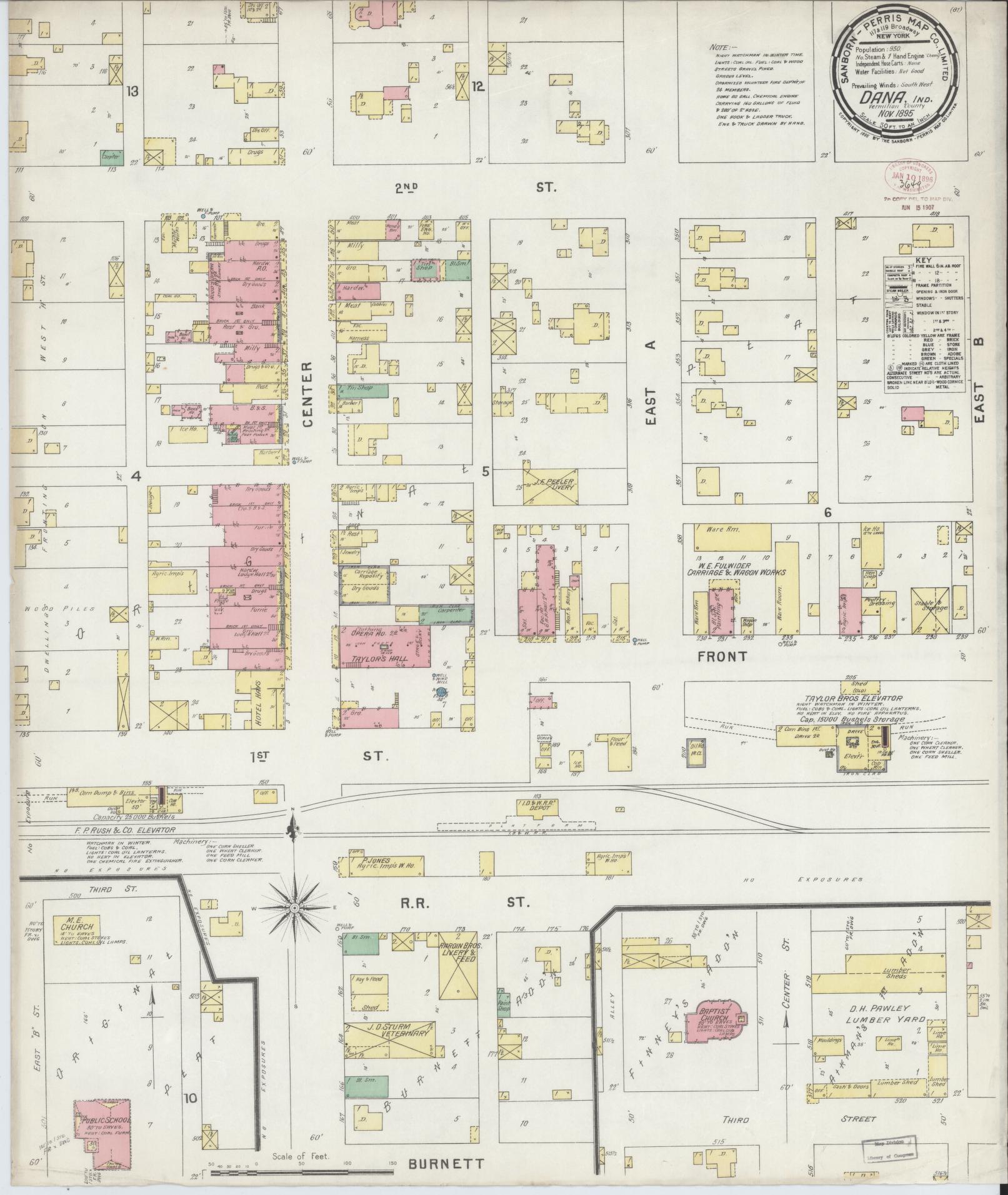 Sanborn Fire Insurance Map from Dana, Vermillion County, Indiana. (1895) – Historic Sanborn Fire Insurance Map Print
