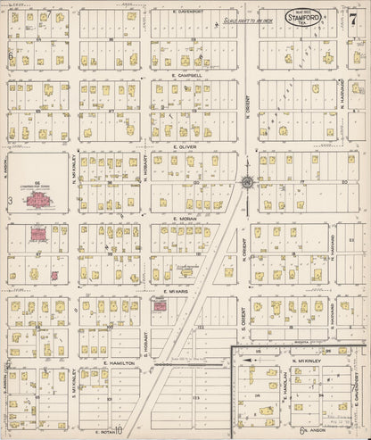 Sanborn Fire Insurance Map from Stamford, Jones County, Texas (1922), Sheet #0007 - Complete Map Set gallery image, historic Sanborn map, vintage wall art, Texas Texas