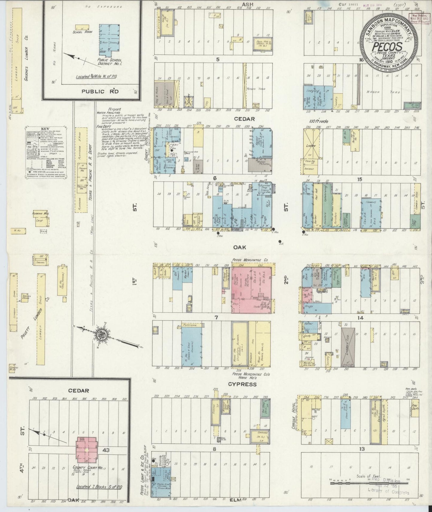 Sanborn Fire Insurance Map from Pecos, Reeves County, Texas. (1910) – Historic Sanborn Fire Insurance Map Print