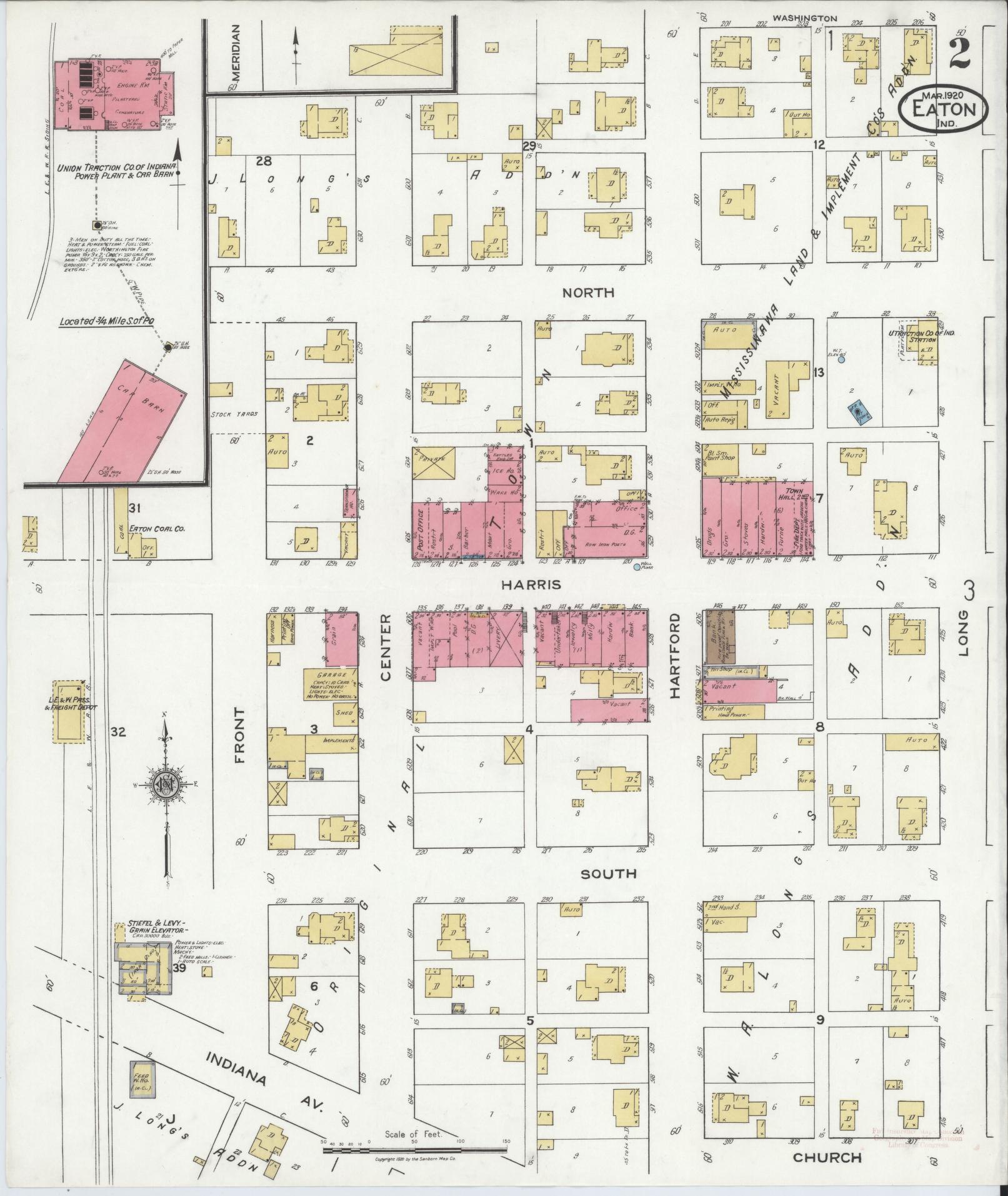 Sanborn Fire Insurance Map from Eaton, Delaware County, Indiana (1920), Sheet #0002 - Complete Map Set gallery image, historic Sanborn map, vintage wall art, Indiana Indiana