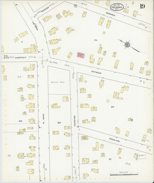 Sanborn Fire Insurance Map from Fredonia, Chautauqua County, New York (1912), Sheet #0019 - Historic Sanborn Fire Insurance Map Print, vintage old map wall art, antique decor, genealogy gift, New York New York map