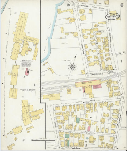 Sanborn Fire Insurance Map from Portsmouth, Rockingham County, New Hampshire (1904), Sheet #0006 - Complete Map Set gallery image, historic Sanborn map, vintage wall art, New Hampshire New Hampshire