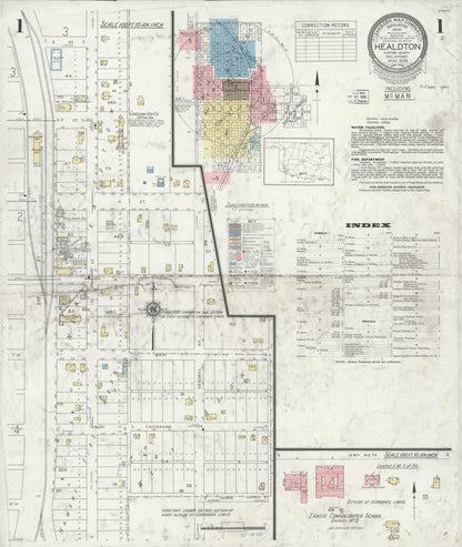 Sanborn Fire Insurance Map from Healdton, Carter County, Oklahoma (1939), Sheet #0001 - Complete Map Set gallery image, historic Sanborn map, vintage wall art, Oklahoma Oklahoma