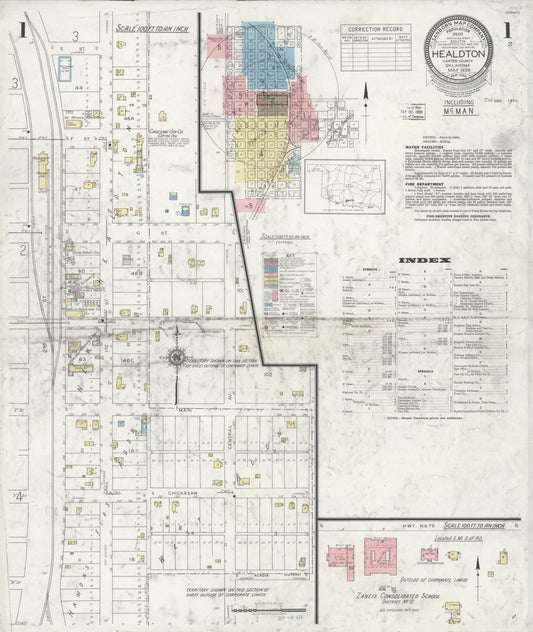 Sanborn Fire Insurance Map from Healdton, Carter County, Oklahoma (1939), Sheet #0001 - Complete Map Set gallery image, historic Sanborn map, vintage wall art, Oklahoma Oklahoma