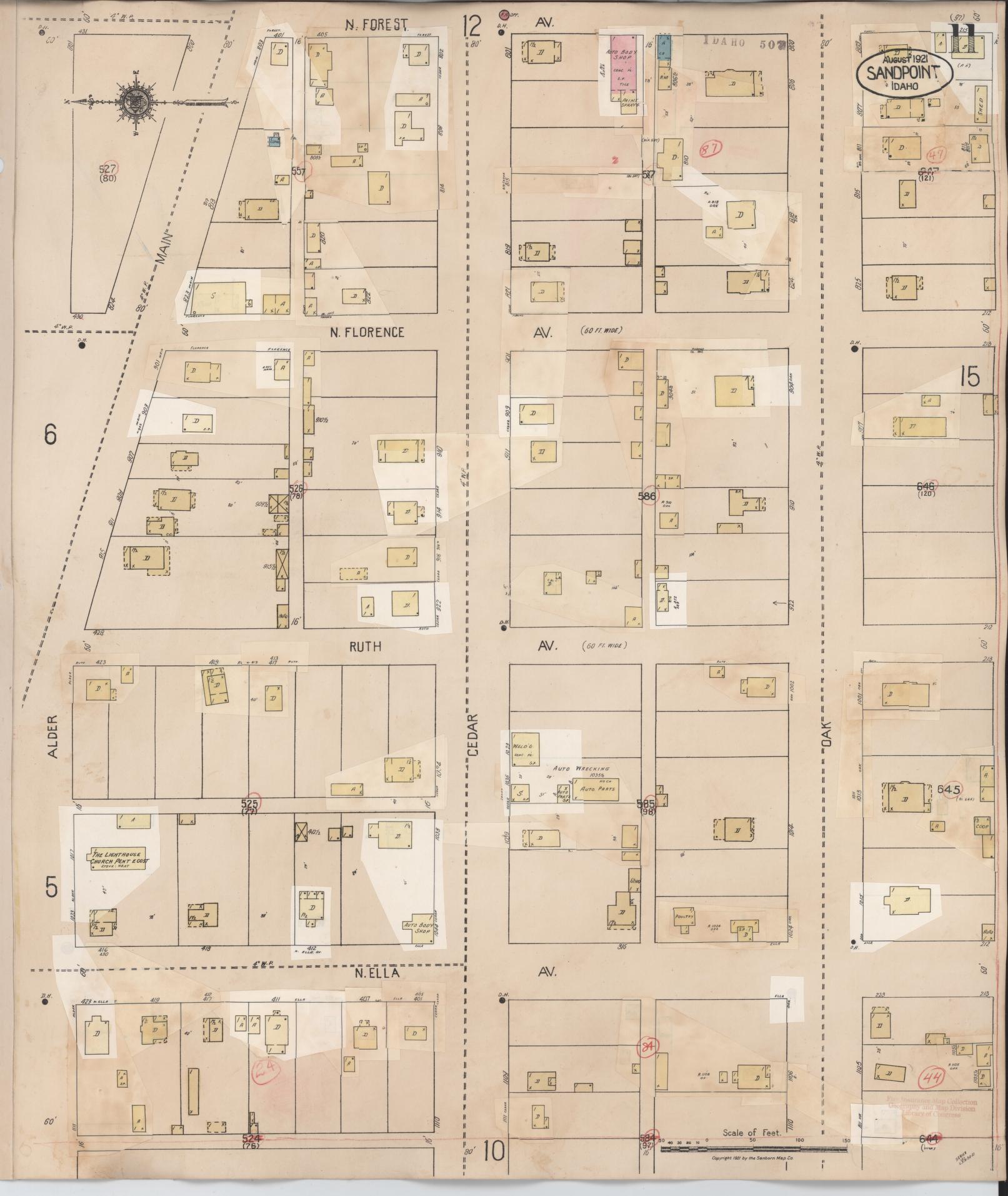 Sanborn Fire Insurance Map from Sandpoint, Bonner County, Idaho (1948), Sheet #0011 - Complete Map Set gallery image, historic Sanborn map, vintage wall art, Idaho Idaho
