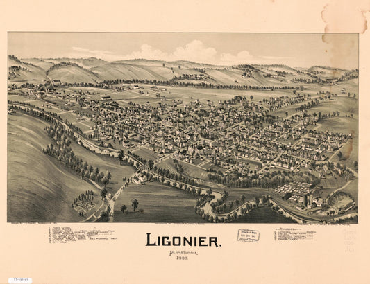 Ligonier, Pennsylvania. (1900) – Historic Bird’s-Eye View Panorama Print