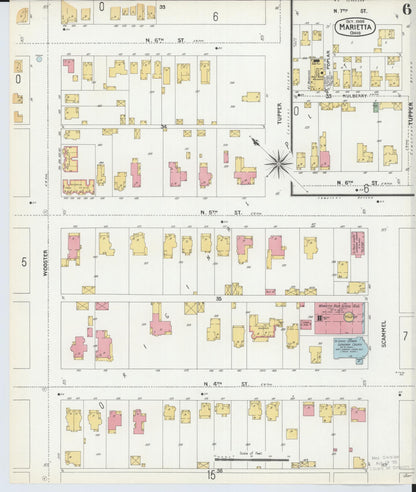 Sanborn Fire Insurance Map from Marietta, Washington County, Ohio (1900), Sheet #0006 - Complete Map Set gallery image, historic Sanborn map, vintage wall art, Ohio Ohio