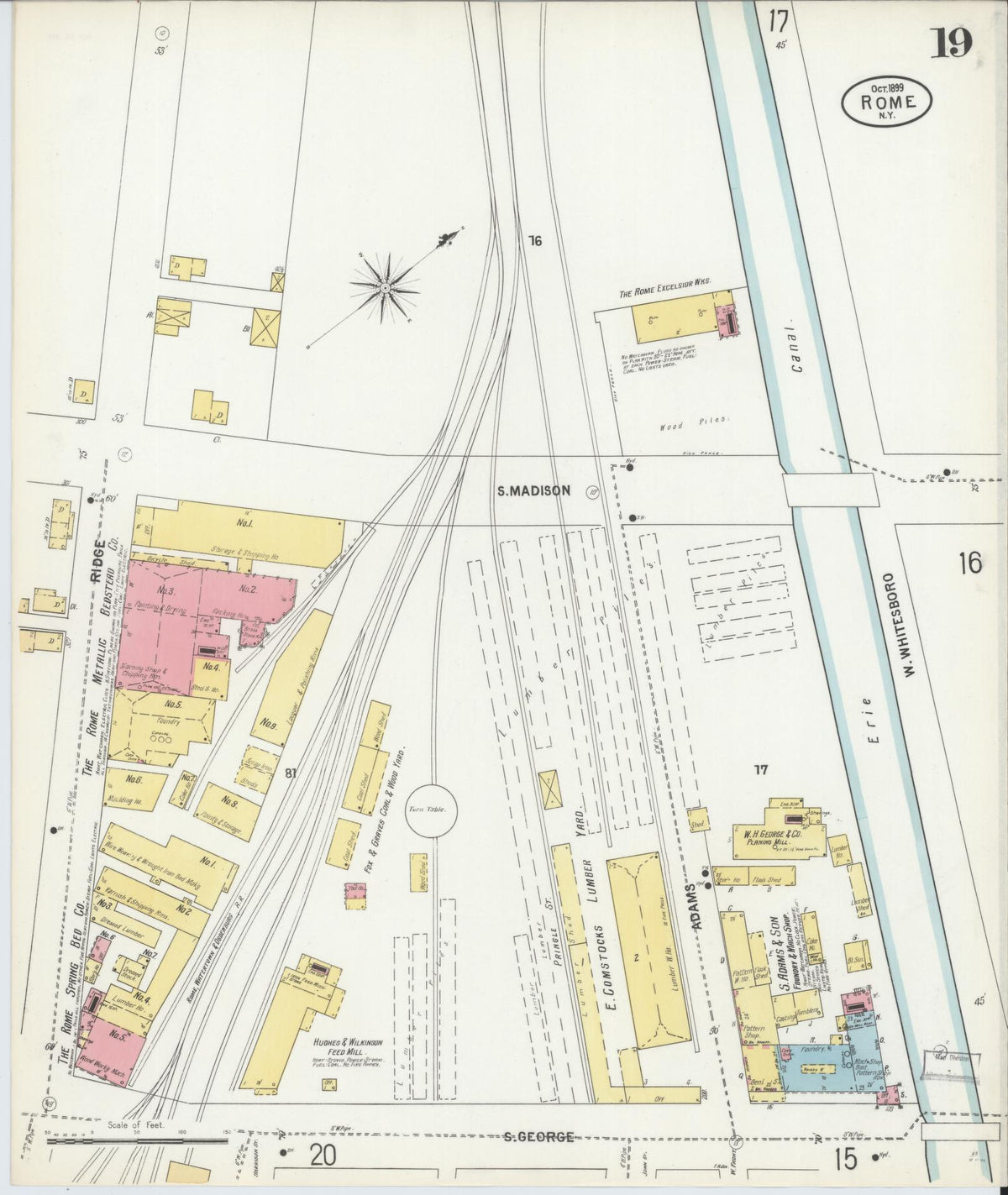 Sanborn Fire Insurance Map from Rome, Oneida County, New York (1899), Sheet #0019 - Complete Map Set gallery image, historic Sanborn map, vintage wall art, New York New York