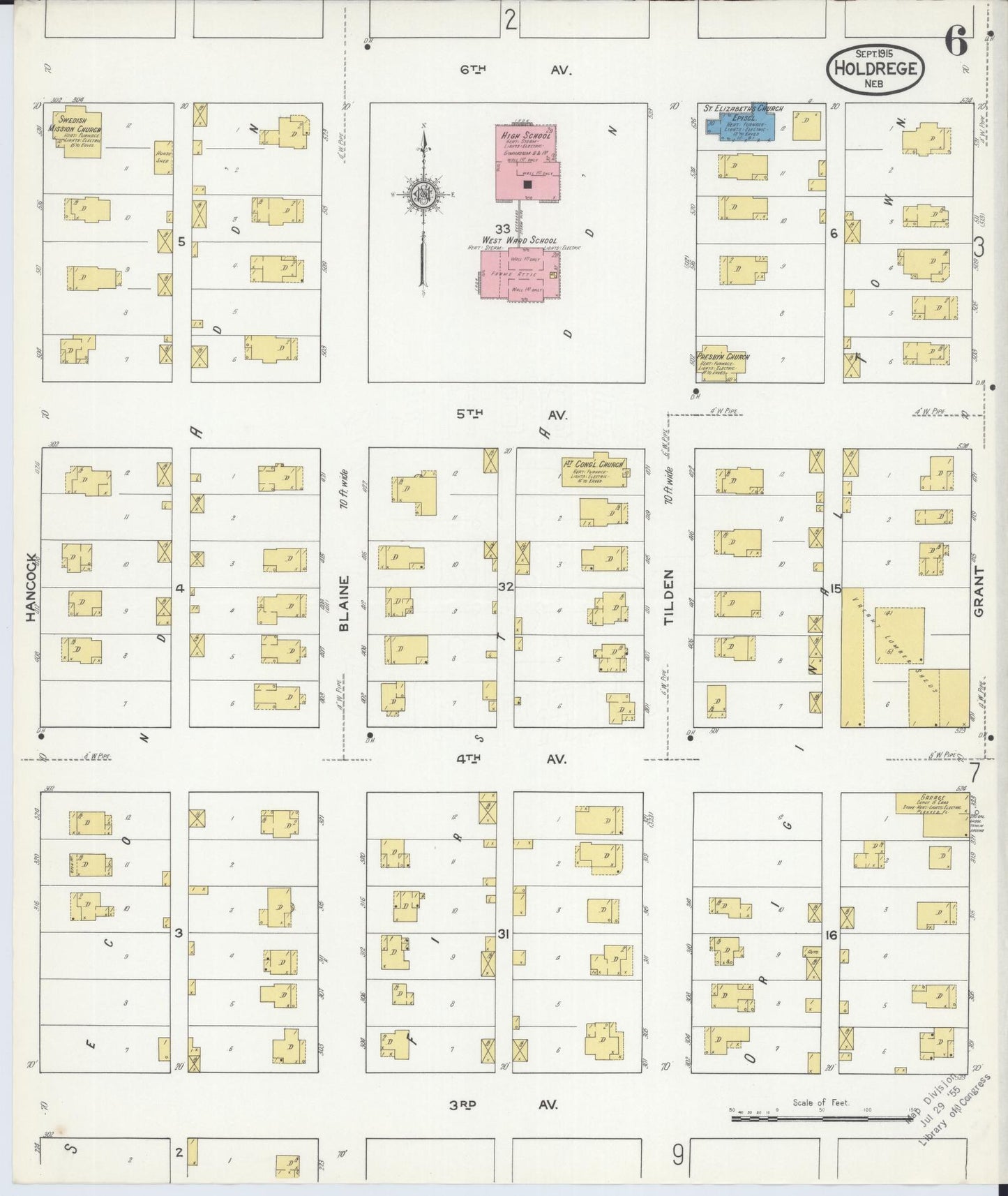 Sanborn Fire Insurance Map from Holdrege, Phelps County, Nebraska (1915), Sheet #0006 - Complete Map Set gallery image, historic Sanborn map, vintage wall art, Nebraska Nebraska