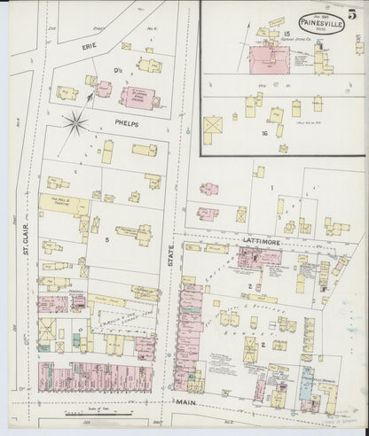 Sanborn Fire Insurance Map from Painesville, Lake County, Ohio (1889), Sheet #0005 - Historic Sanborn Fire Insurance Map Print, vintage old map wall art, antique decor, genealogy gift, Ohio Ohio map