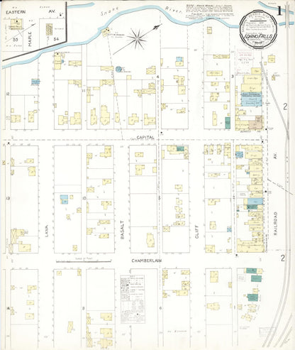 Sanborn Fire Insurance Map from Idaho Falls, Bonneville County, Idaho (1900), Sheet #0001 - Complete Map Set gallery image, historic Sanborn map, vintage wall art, Idaho Idaho