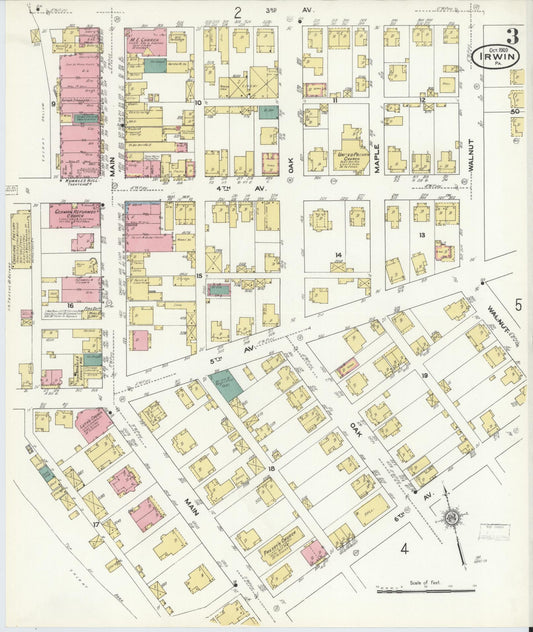 Sanborn Fire Insurance Map from Irwin, Westmoreland County, Pennsylvania (1909), Sheet #0003 - Historic Sanborn Fire Insurance Map Print, vintage old map wall art, antique decor, genealogy gift, Pennsylvania Pennsylvania map
