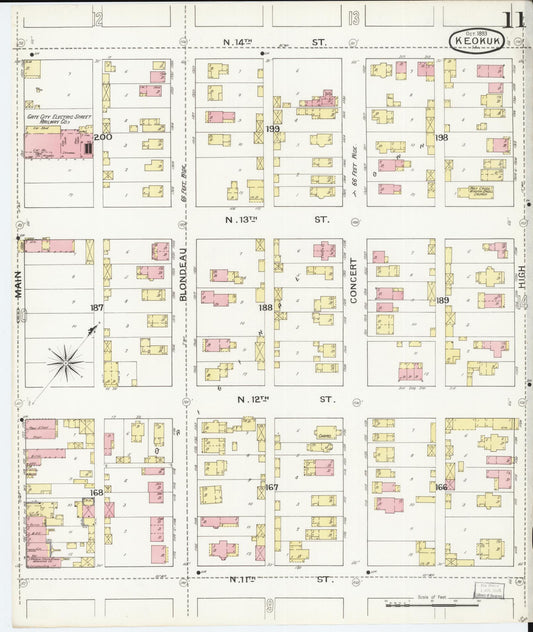 Sanborn Fire Insurance Map from Keokuk, Lee County, Iowa (1893), Sheet #0011 - Historic Sanborn Fire Insurance Map Print, vintage old map wall art