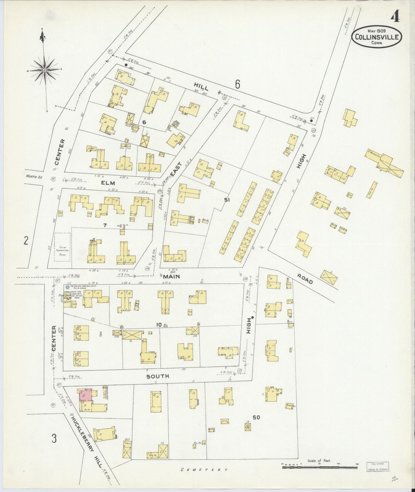 Sanborn Fire Insurance Map from Collinsville, Hartford County, Connecticut (1909), Sheet #0004 - Complete Map Set gallery image, historic Sanborn map, vintage wall art, Connecticut Connecticut