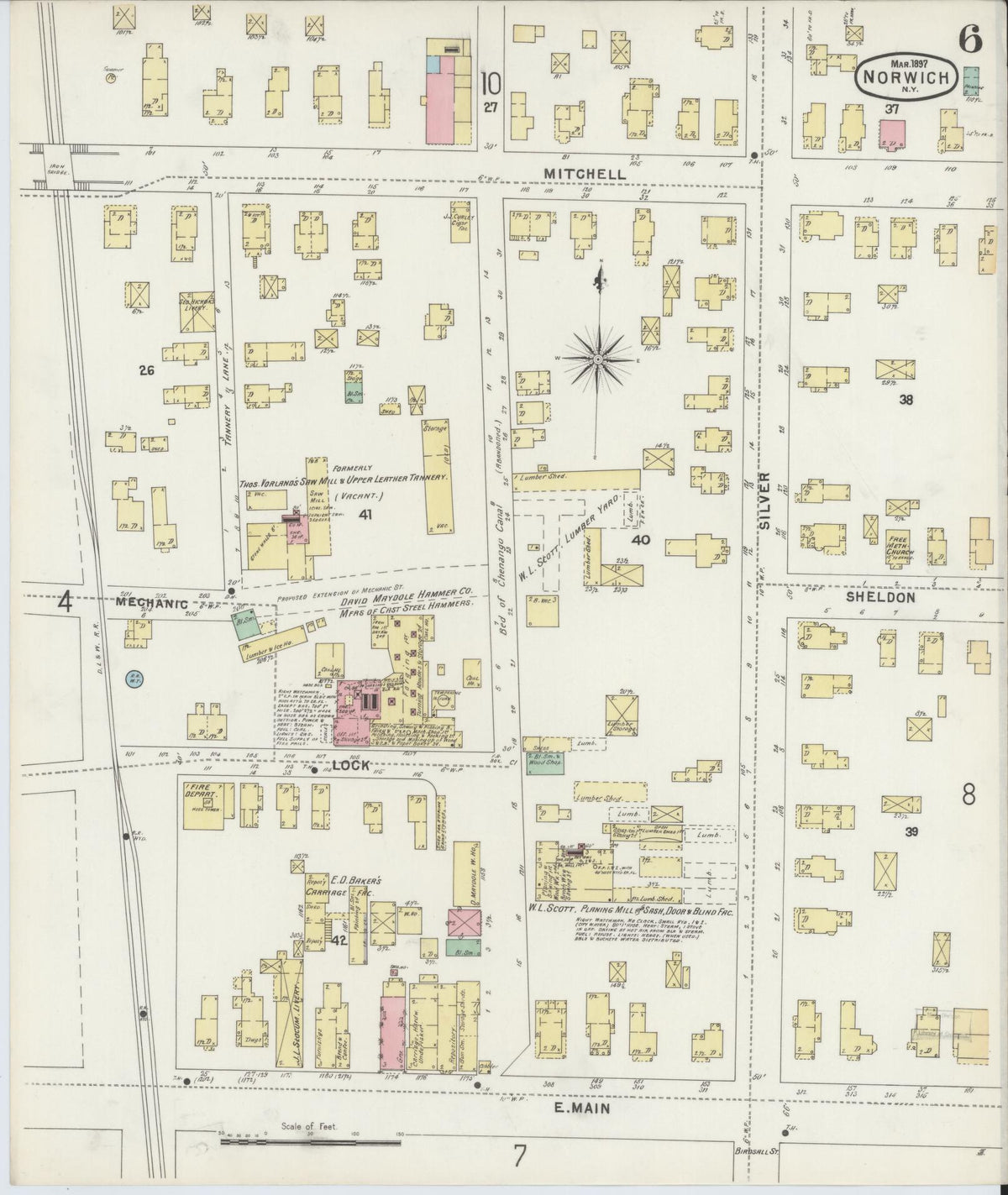 Sanborn Fire Insurance Map from Norwich, Chenango County, New York (1897), Sheet #0006 - Complete Map Set gallery image, historic Sanborn map, vintage wall art, New York New York