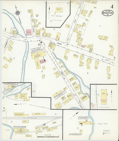 Sanborn Fire Insurance Map from Bridgton, Cumberland County, Maine (1914), Sheet #0004 - Complete Map Set gallery image, historic Sanborn map, vintage wall art, Maine Maine