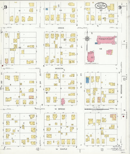 Sanborn Fire Insurance Map from Austin, Mower County, Minnesota (1926), Sheet #0009 - Historic Sanborn Fire Insurance Map Print, vintage old map wall art, antique decor, genealogy gift, Minnesota Minnesota map