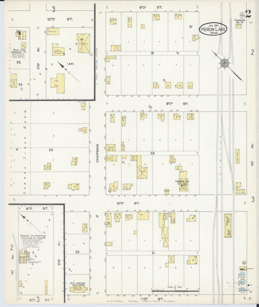 Sanborn Fire Insurance Map from Heron Lake, Jackson County, Minnesota (1913), Sheet #0002 - Historic Sanborn Fire Insurance Map Print, vintage old map wall art, antique decor, genealogy gift, Minnesota Minnesota map