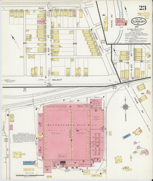 Sanborn Fire Insurance Map from Sunbury, Northumberland County, Pennsylvania (1918), Sheet #0023 - Historic Sanborn Fire Insurance Map Print, vintage old map wall art, antique decor, genealogy gift, Pennsylvania Pennsylvania map