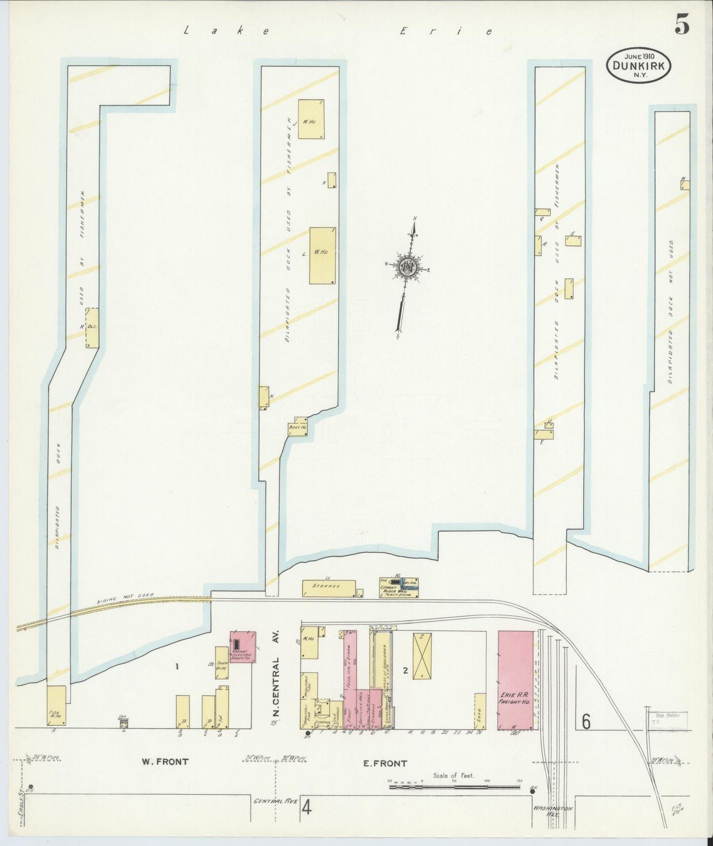 Sanborn Fire Insurance Map from Dunkirk, Chautauqua County, New York (1910), Sheet #0005 - Complete Map Set gallery image, historic Sanborn map, vintage wall art, New York New York