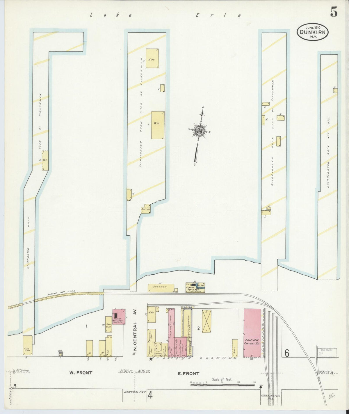 Sanborn Fire Insurance Map from Dunkirk, Chautauqua County, New York (1910), Sheet #0005 - Complete Map Set gallery image, historic Sanborn map, vintage wall art, New York New York