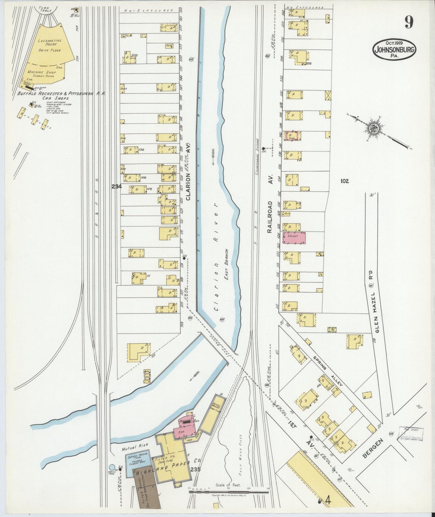 Sanborn Fire Insurance Map from Johnsonburg, Elk County, Pennsylvania (1919), Sheet #0009 - Complete Map Set gallery image, historic Sanborn map, vintage wall art, Pennsylvania Pennsylvania