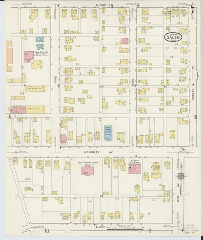 Sanborn Fire Insurance Map from Salem, Columbiana County, Ohio (1915), Sheet #0007 - Historic Sanborn Fire Insurance Map Print, vintage old map wall art, antique decor, genealogy gift, Ohio Ohio map