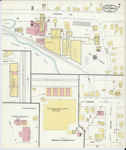 Sanborn Fire Insurance Map from Port Gibson, Claiborne County, Mississippi (1910), Sheet #0007 - Complete Map Set gallery image, historic Sanborn map, vintage wall art, Mississippi Mississippi