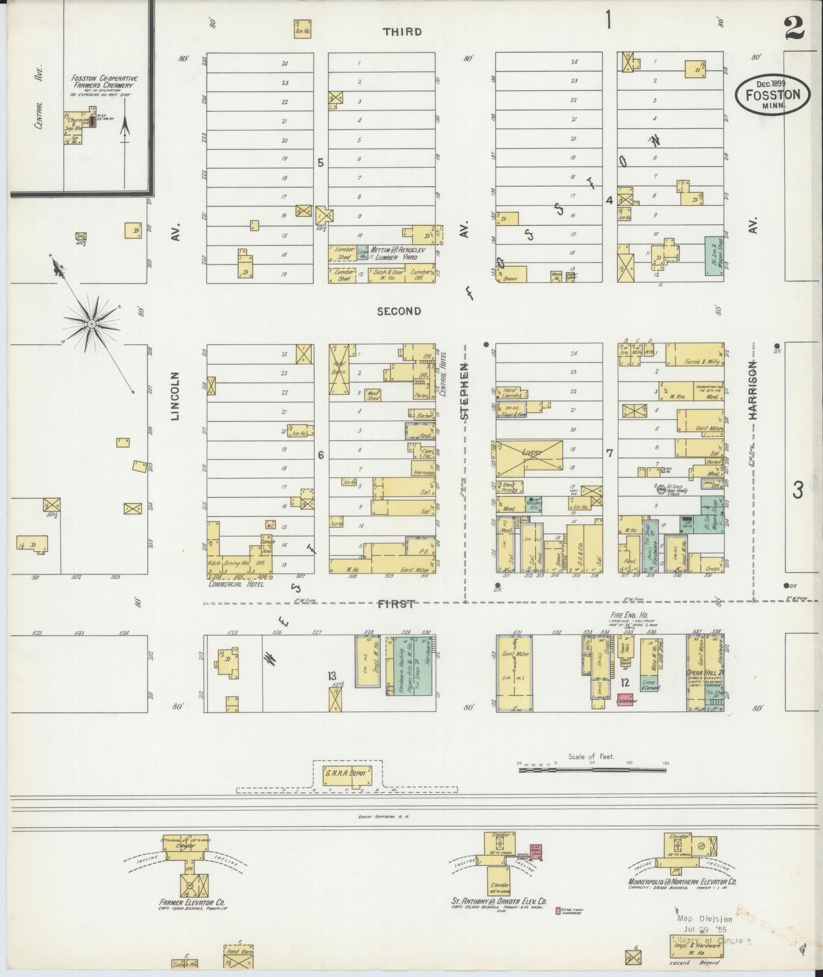 Sanborn Fire Insurance Map from Fosston, Polk County, Minnesota (1899), Sheet #0002 - Complete Map Set gallery image, historic Sanborn map, vintage wall art, Minnesota Minnesota