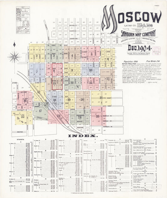Sanborn Fire Insurance Map from Moscow, Latah County, Idaho. (1904) – Historic Sanborn Fire Insurance Map Print